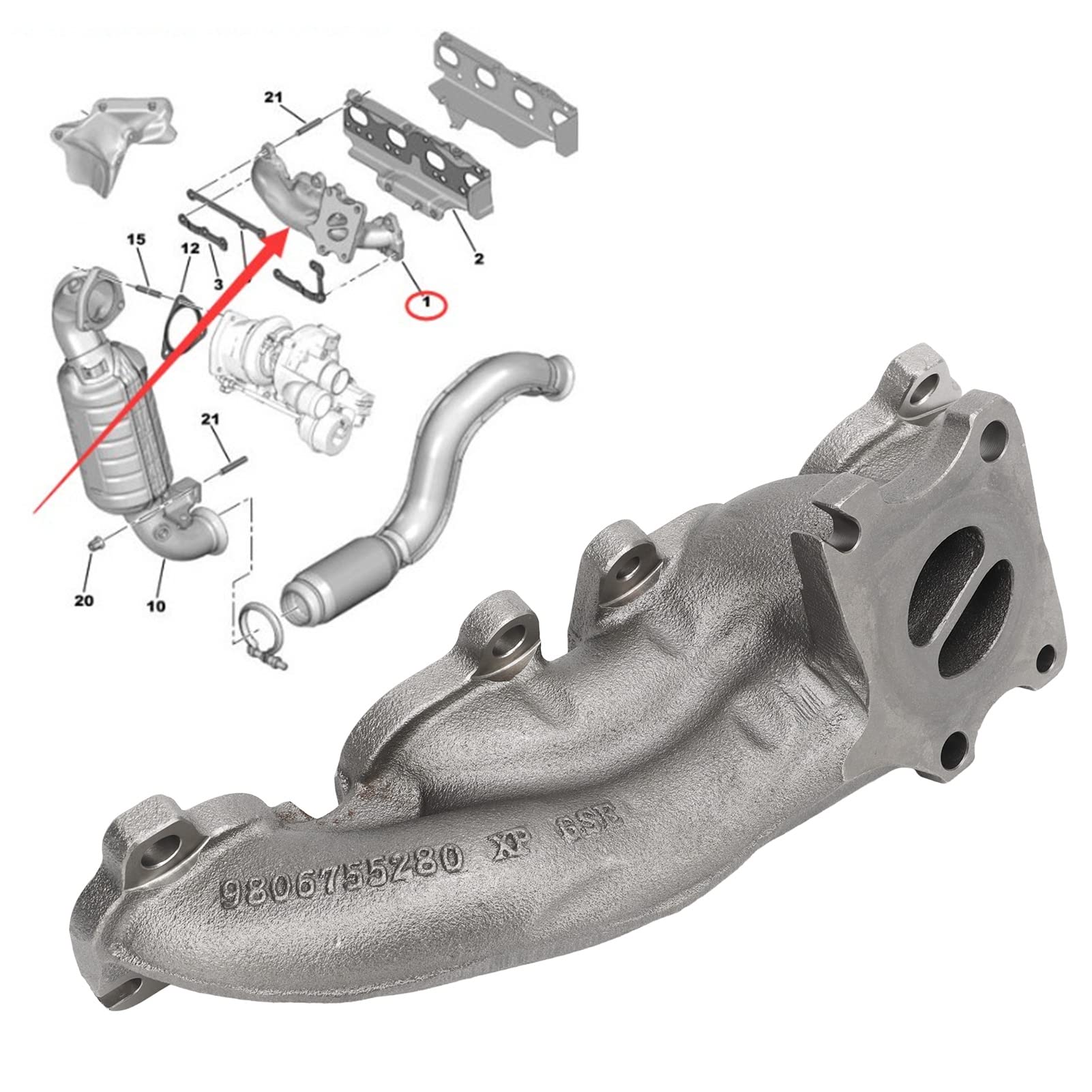 Collecteur D'échappement de Moteur de Remplacement en Métal pour 3008 207 308 SW RCZ