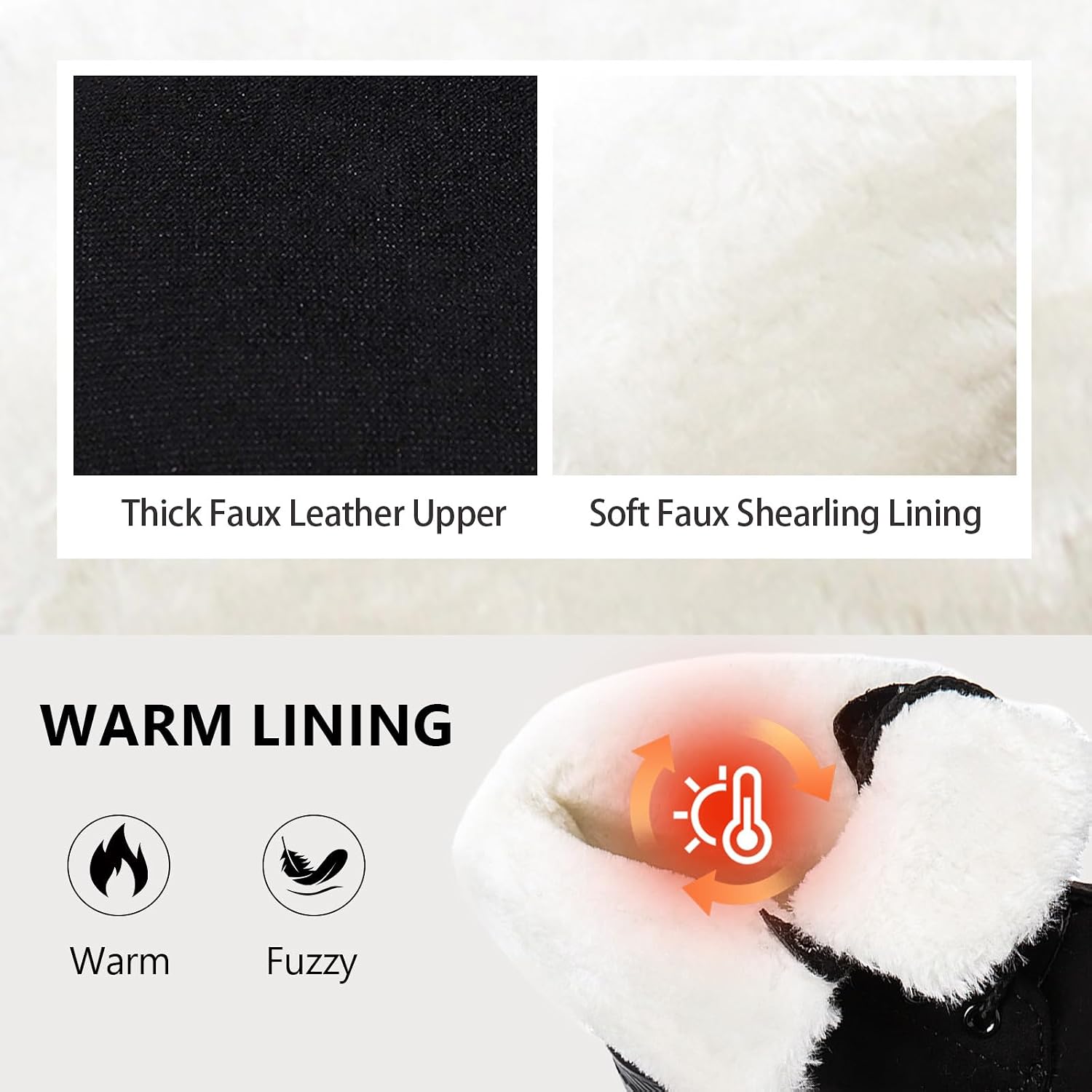 Winter Snow Boots for Women,Warm Fur Lined Ankle Boots Comfortable Suede Lace Up Booties Cute Flat Shoes,Traction