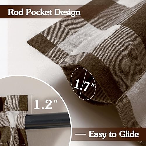 Miniatura 3 de Melodieux Cortinas a cuadros de búfalo para sala de estar, dormitorio, estilo granja, estilo guingán, con textura de algodón, con bolsillo para