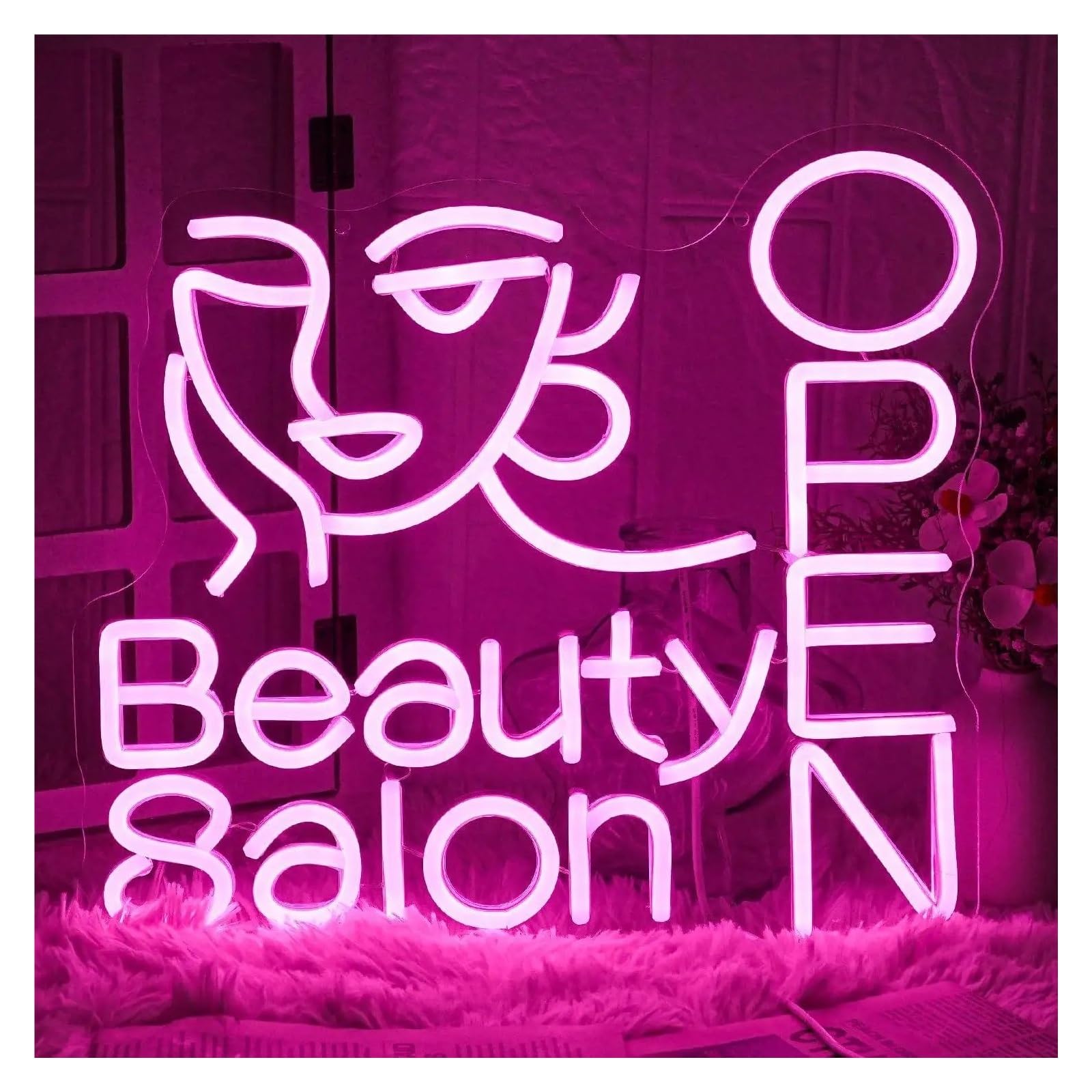 XENITE Hanging Art Neon Signs Beauty Salon Open Neon Sign LED Lights for Nails Studio Hairdressing Shop Barber Dressing Room Decoration 36.5x33cm