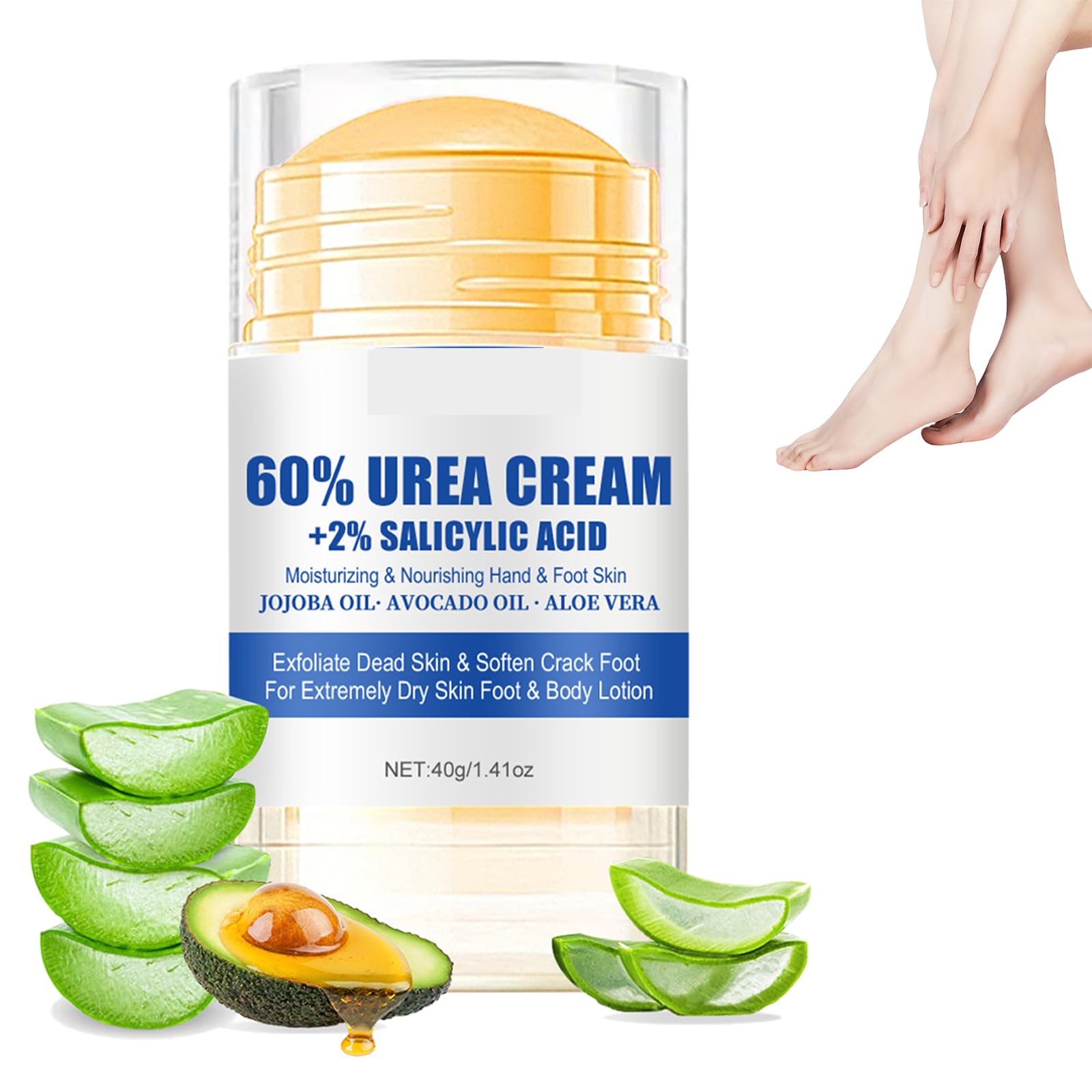 Crema de Urea al 60 por ciento, Crema de Urea para Pies Secos Agrietados, Crema Hidratante Eliminador de Callos para Secos y Agrietados, Talones, Manos, Codos