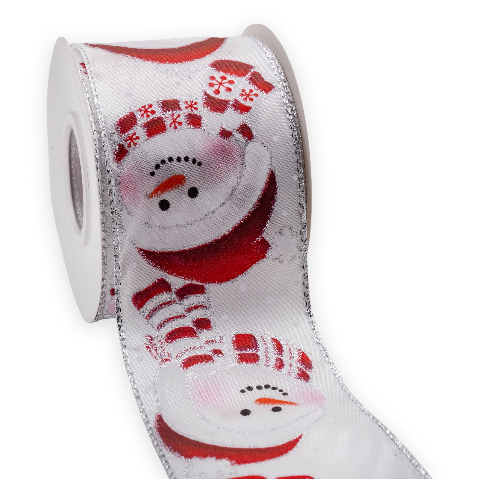 HATIANGE Wired Satin Ribbon Christmas Snowman for Home Decor Gift Wrapping, DIY Crafts, 6.3CM x 10 Meters per roll