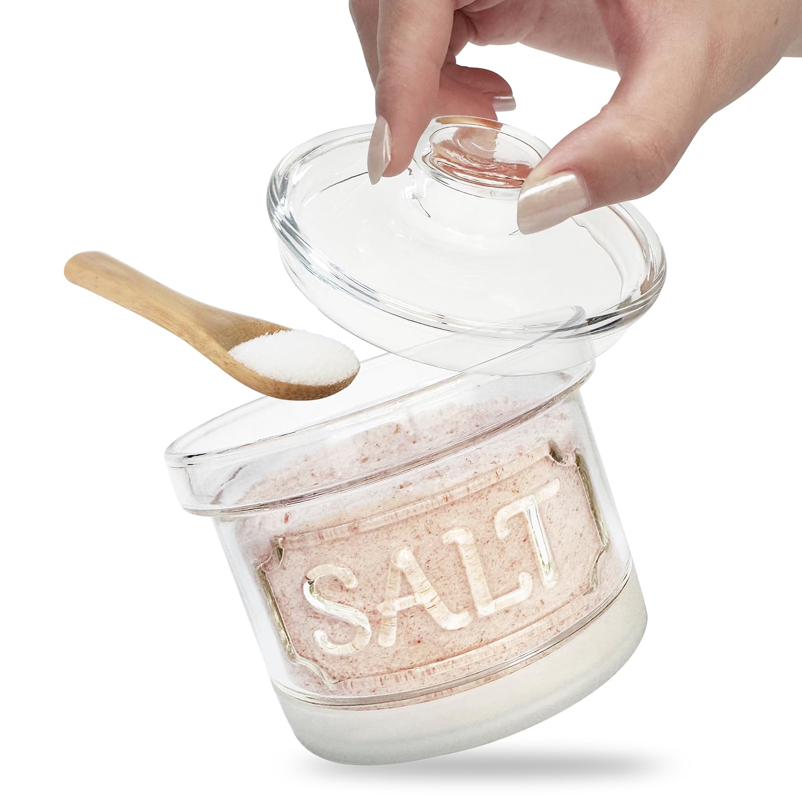 FANQIEW Glass Salt Cellar with Spoon