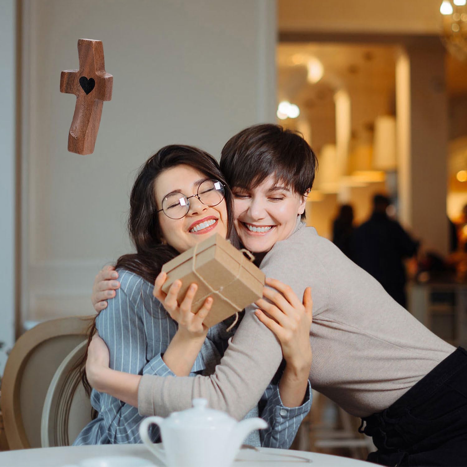 Tinoaly 60pcs Croix En Bois Petites, 3 Couleurs Croix De