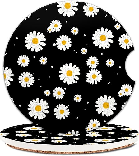 Miniatura 18 de Paquete de 2 posavasos universales de cerámica para automóvil Stay Positive Work Hard and Make It Happen citas inspiradoras, piedra de cerámica