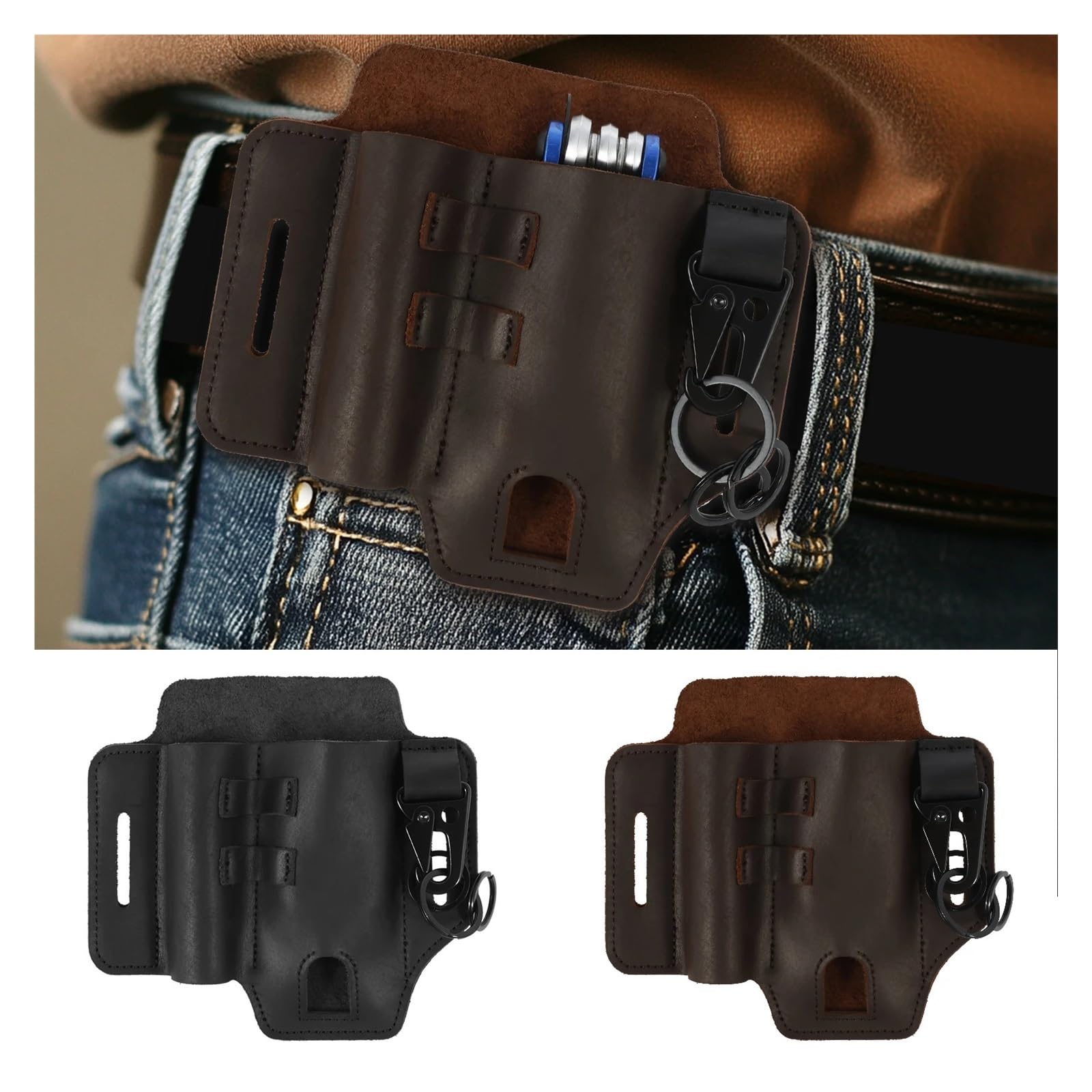 Secateur Holster Guaina multiuso for cintura Organizer tascabile in pelle con fondina for torcia, penna e chiavi for uso quotidiano all'aperto della