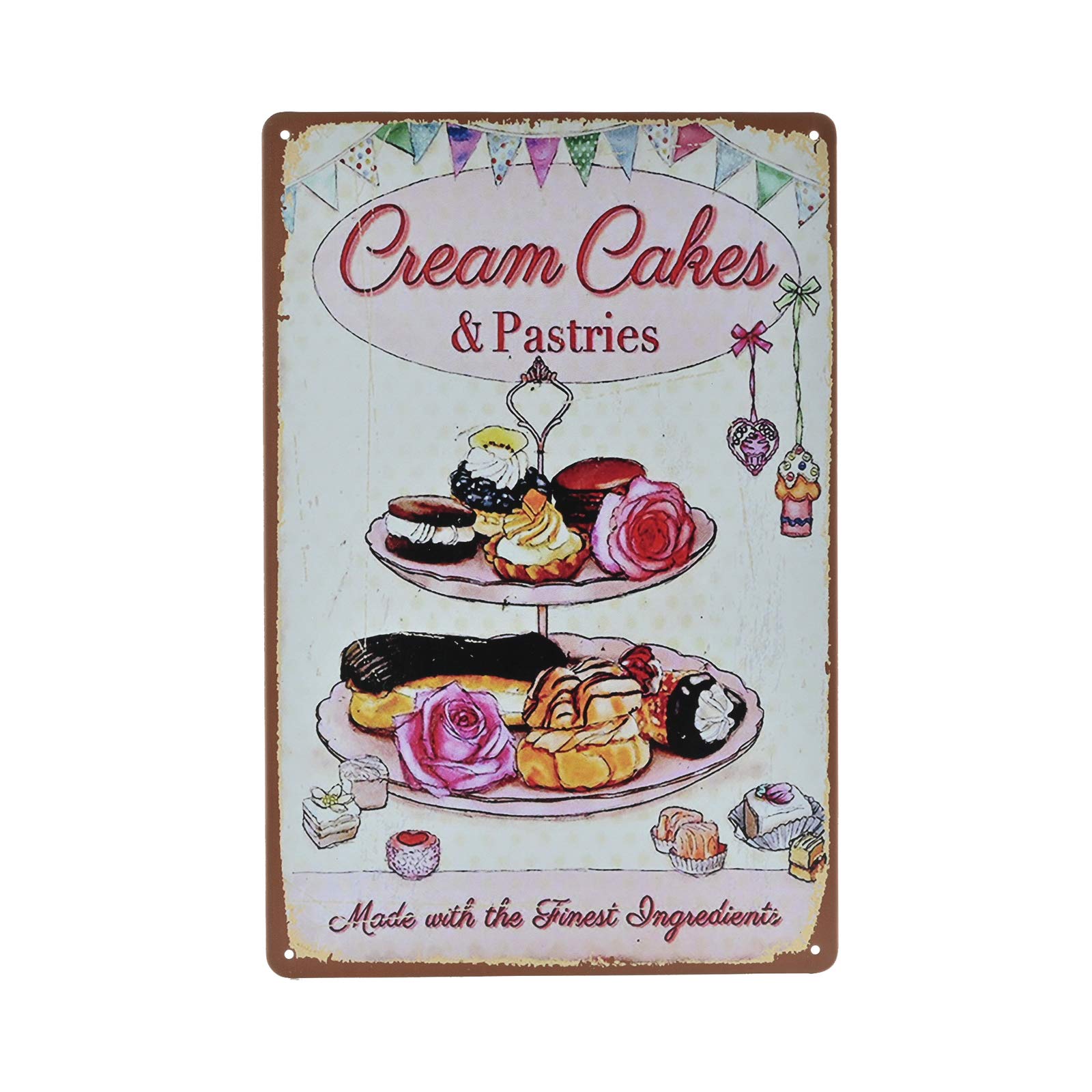 SMAZDFXX Vintage Metal Sign Cream Cakes Tin Sign Bakery, Dessert Shop Fun Food Wall Decor 12"x16"
