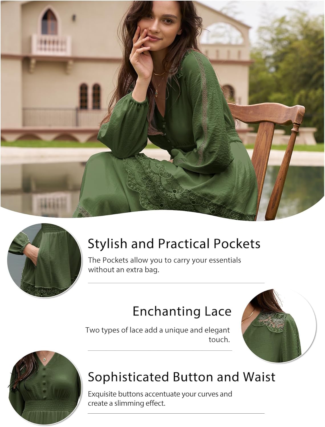 Long Sleeve Maxi Dress for Women Boho Flowy Wedding Guest Dress - Image 5