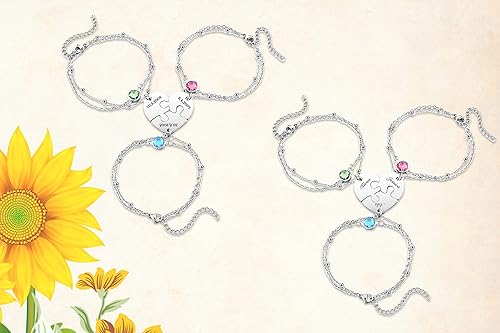 Miniatura 4 de Top Plaza Pulseras de mejor amiga para 3 pulseras de amistad para mejores amigas, rompecabezas a juego, pulseras de relación de corazón para mujeres