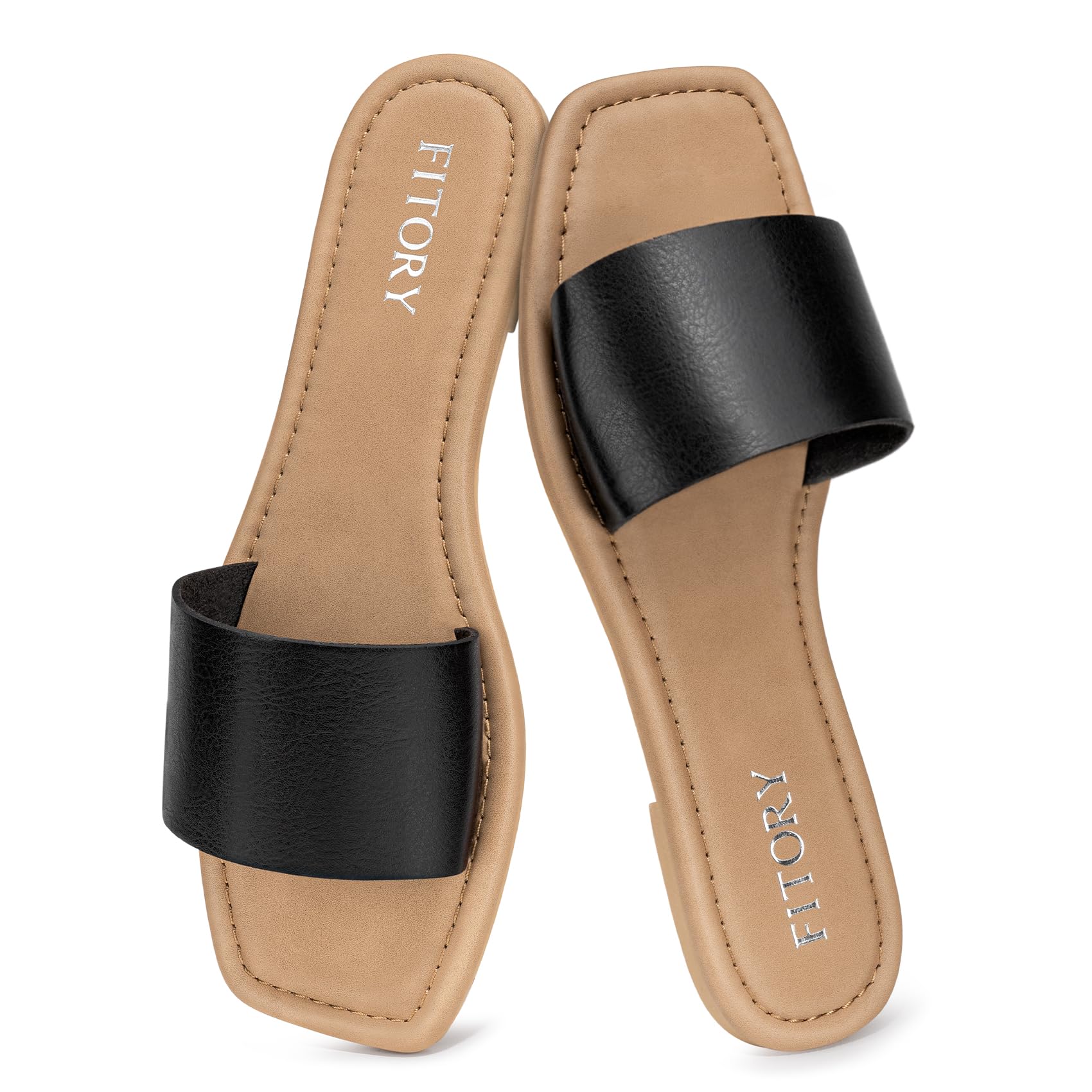 FITORY Womens Slide Sandals Dressy Flat Comfortable Slippers for Summer