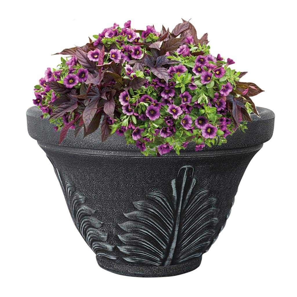 Vasi per Piante Grigio-Verde Resina Flower Pot Outdoor Garden Courtyard Home Office Desktop Decoration Round Flower Pot 11,22 Pollici Vaso da Fiori