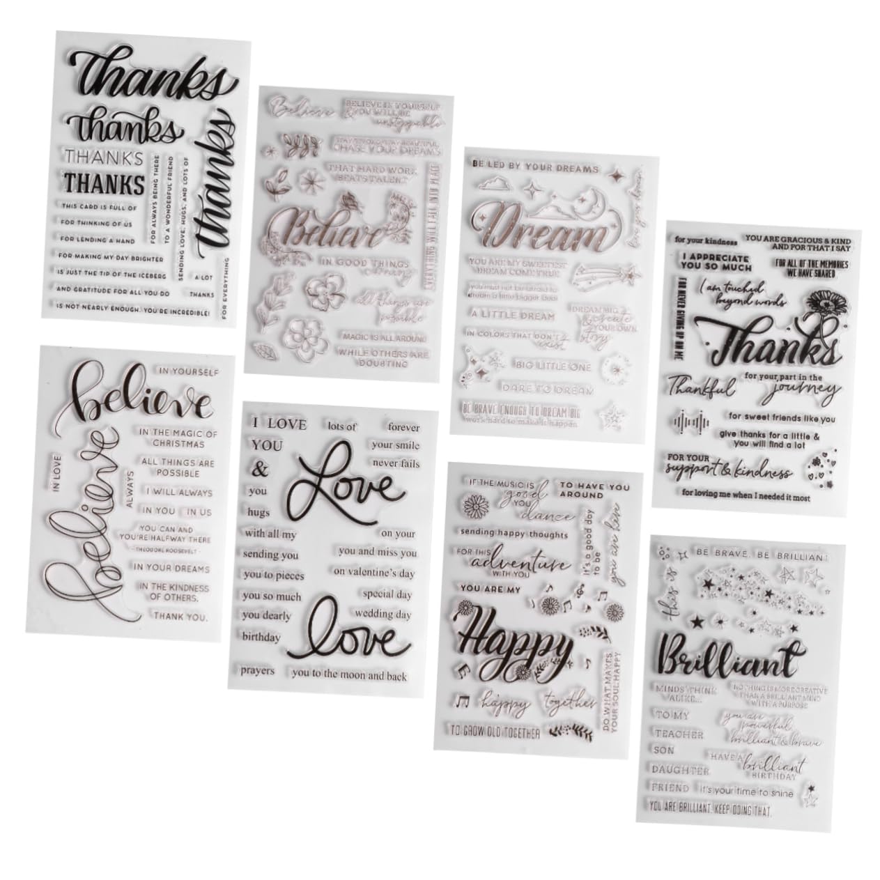 Transparente Silikonstempel 8 Stück Mit Verschiedenen Mustern Klare Zeichenvorlagen Sichere Kunststoffgriffe Für Kinder Scrapbooking Und Selbstgemacht Basteln