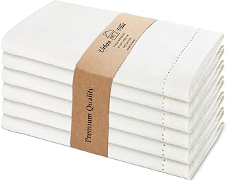 Urban Villa Hemstitch Cloth Dinner Napkins Cotton 20”x20” (Set of 6)- Ivory