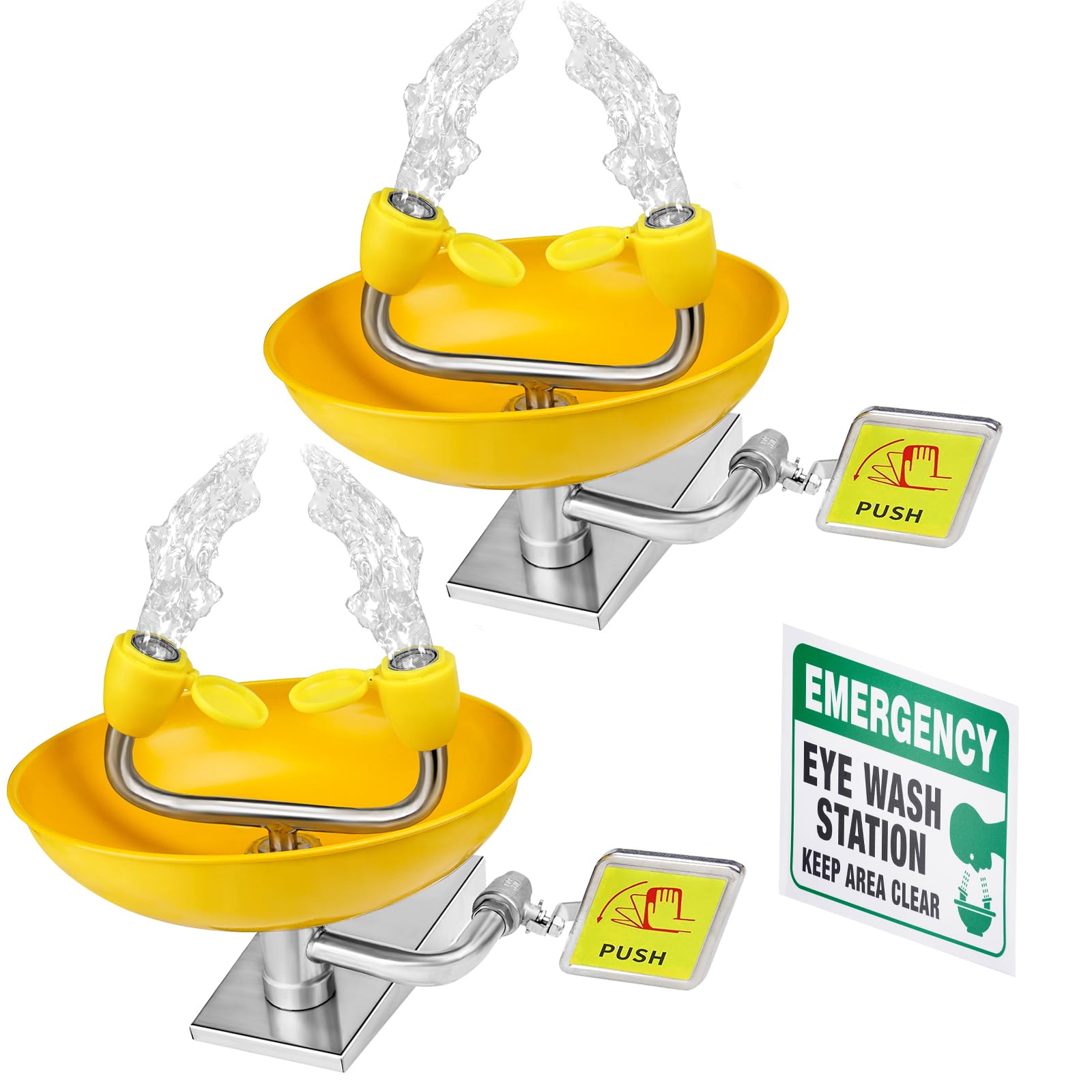 Emergency Shower Eye Wash Station, OSHA Approved Eyewash Station with Shower, First Aid Shower Combination Kit, Industrial Grade with Emergency Sign, 304 Stainless Steel Yellow ABS Coating — Amazon image 8