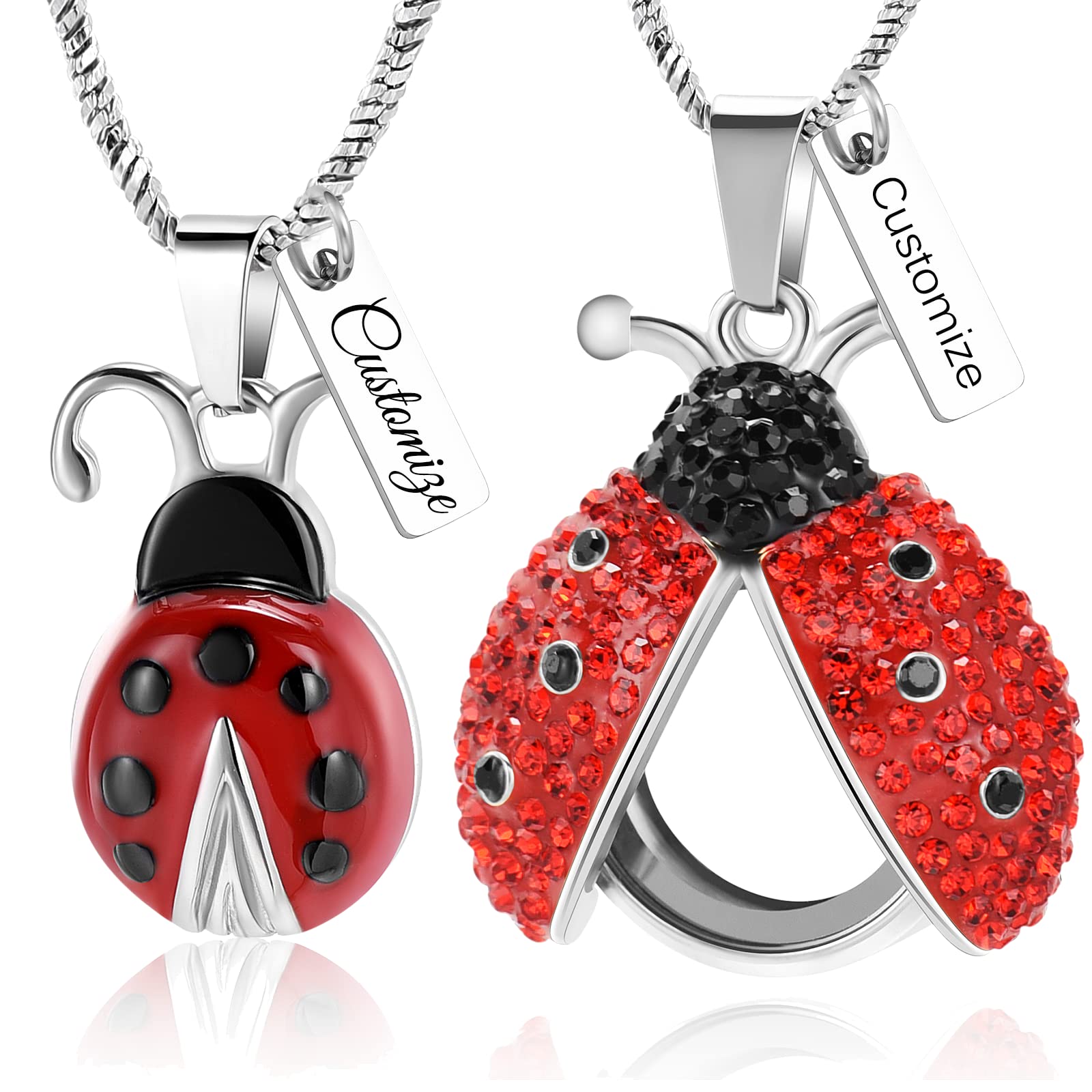 Yinplsmemory Cremation Jewelry Flying Ladybug Urn Necklace for Ashes for Women Stainless Steel Animal Shape Ashes Keepsake Urn Locket Memorial Jewelry