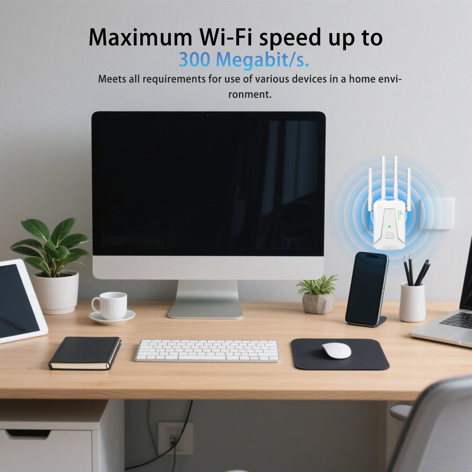 2026 WiFi Booster Range Extender, WiFi Extender, 4 Antennas Ethernet Port, 50 Devices WiFi Booster Extender, Covers Up to 5000 Sq.ft, Quick Setup, Works with Any WiFi Router, UK Plug (White) - 5