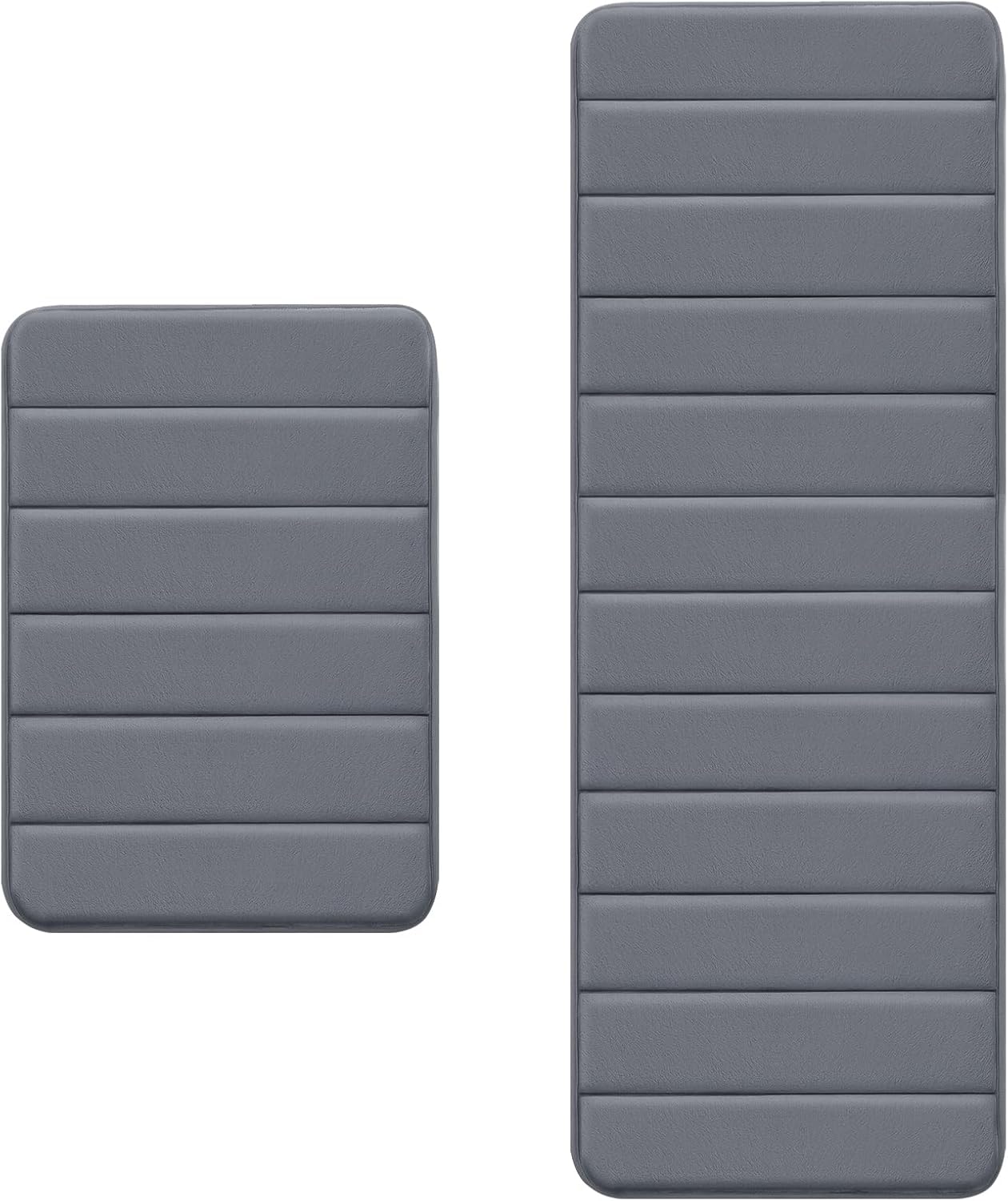 Buganda Meomry Foam Bathroom Rugs 2 Pieces, Bath Mat Size 47 x 17 and 30 x 20 in Dark Grey, 2 Item Bundle