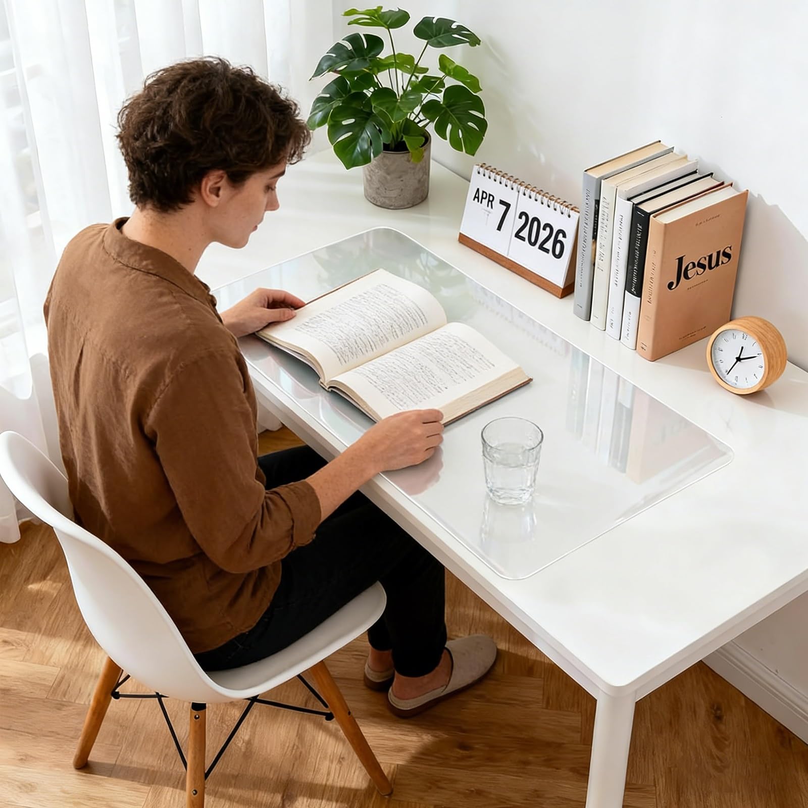 Generisch Schreibtischunterlage Transparent 30 * 200cm Wasserdicht rutschfest Runde Kanten Schreibunterlage, PVC-transparente schützende Schreibtischunterlage für Büro Zuhause und Schule(150cm*150cm)