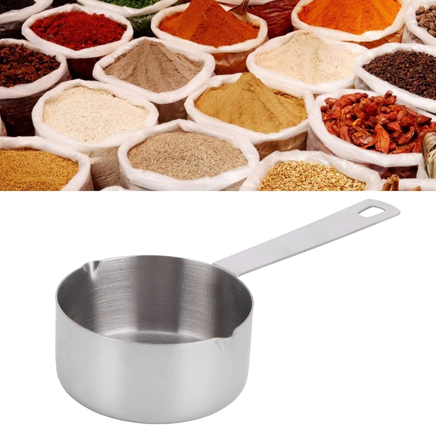 Measuring Spoons, Dual Pour Mouth, 304 spotless Steel Measuring Cup with Scale, Kitchen Supplies, Kitchen Gadgets for Milk Powder, Spice, Liquid (1Cup 250ml) image 4