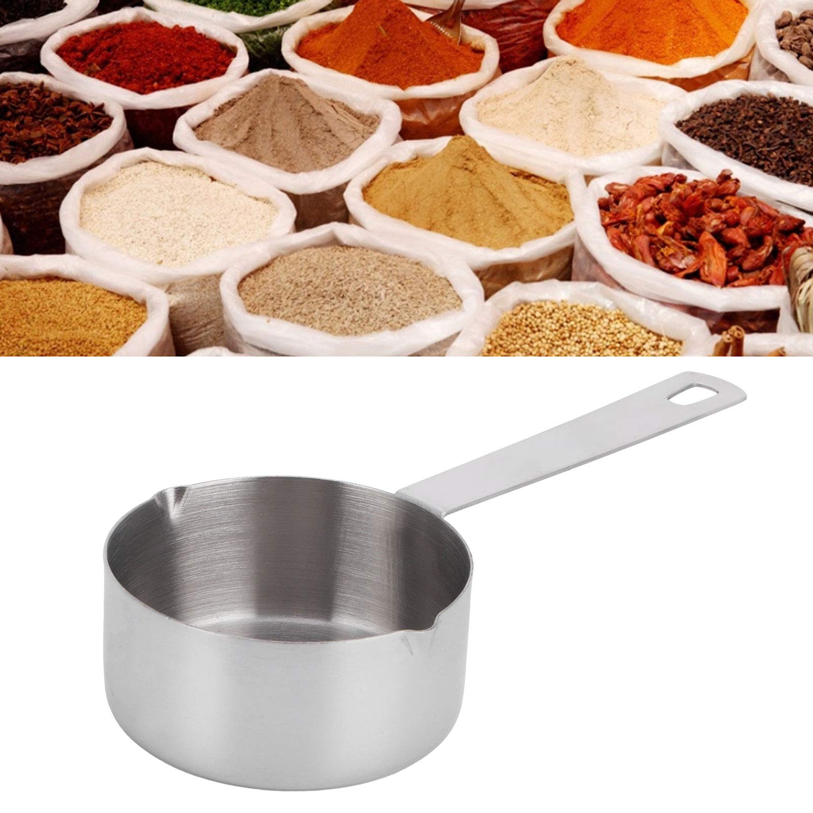 Nikou Zestaw łyżek pomiarowych i kubków ze stali nierdzewnej 304, 1/4 kubka (60 ml) z wagą, przyborami kuchennymi, idealna do kawy, pieczenia i gotowania