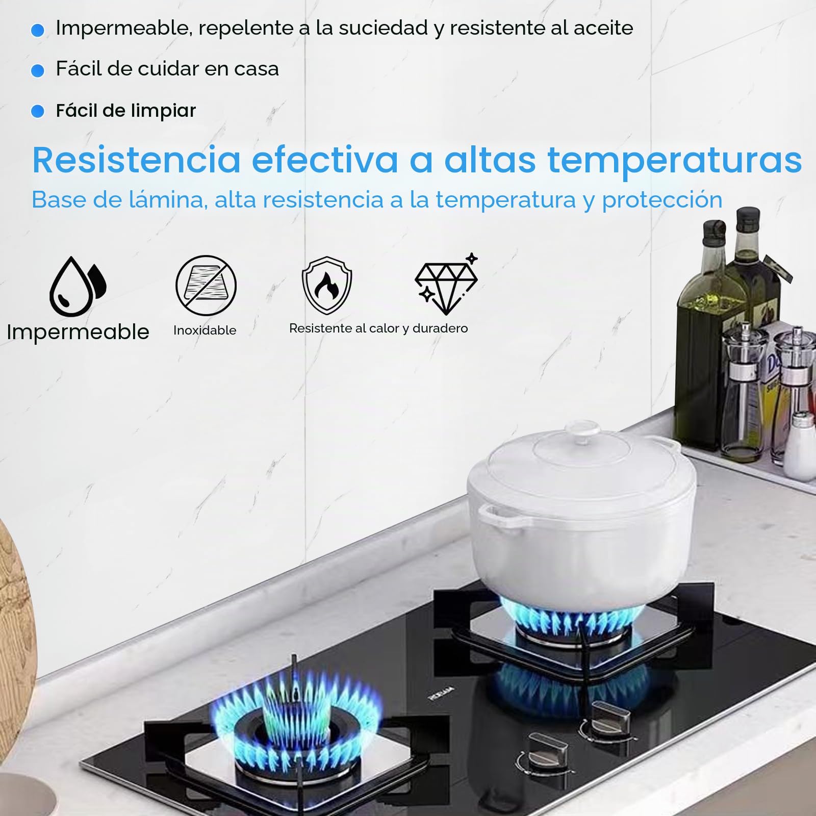 Panel trasero de cocina autoadhesivo, 10 unidades, 30 cm x 60 cm, lámina protectora de pared trasera de 2,5 mm, lámina de PVC para cocina, baño (E)