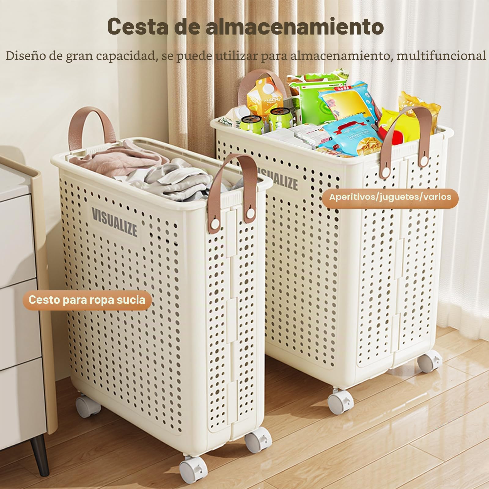 Ergocar Cesto Ropa Sucia Con Ruedas Universales Giratorias Móviles Móviles Mobile Dormitorio Transpirable Hollow Para Juguetes, Ropa, Organizador De Contenedores De Almacenamiento