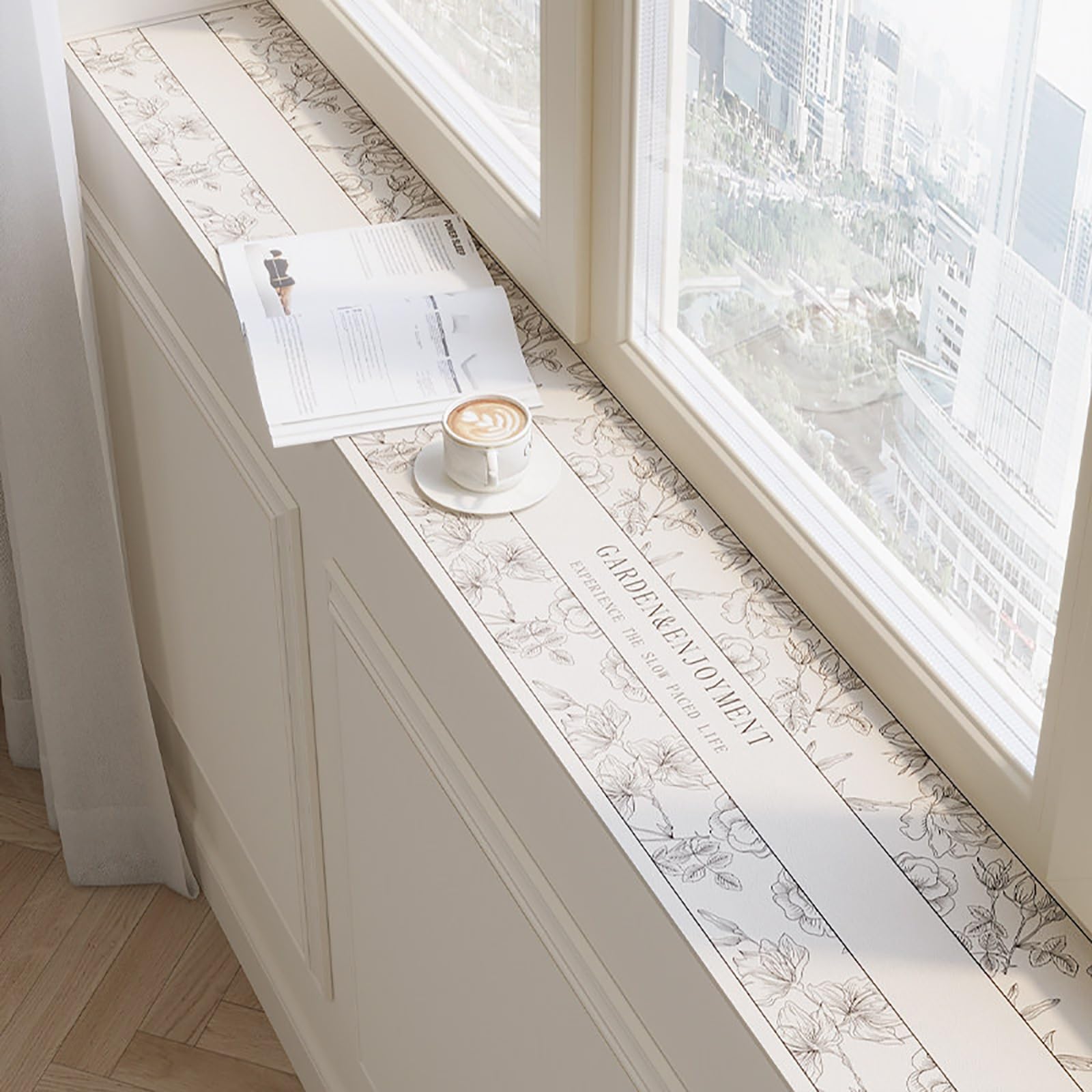 YCYHXJB Window Sill Mat, Narrow Adjustable Windowsill Protector, Decorative Window Sill Cover for Bay Window, Balcony, Kitchen Countertop(220x70 cm/87x28 in)