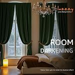 Lazzzy Dark Green Velvet Curtains Blackout Thermal Insulated Curtain Drapes | Bedroom Living Room Darkening Soft Luxury Window Curtains 84 Inches Long Rod Pocket 2 Panels Moss Dark Green 52x84