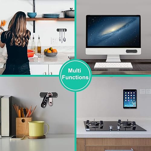 Miniatura 2 de SALEX Soporte magnético negro para tablero de automóvil, pared, nevera. Kit universal compatible con GPS, tabletas, teléfonos inteligentes,