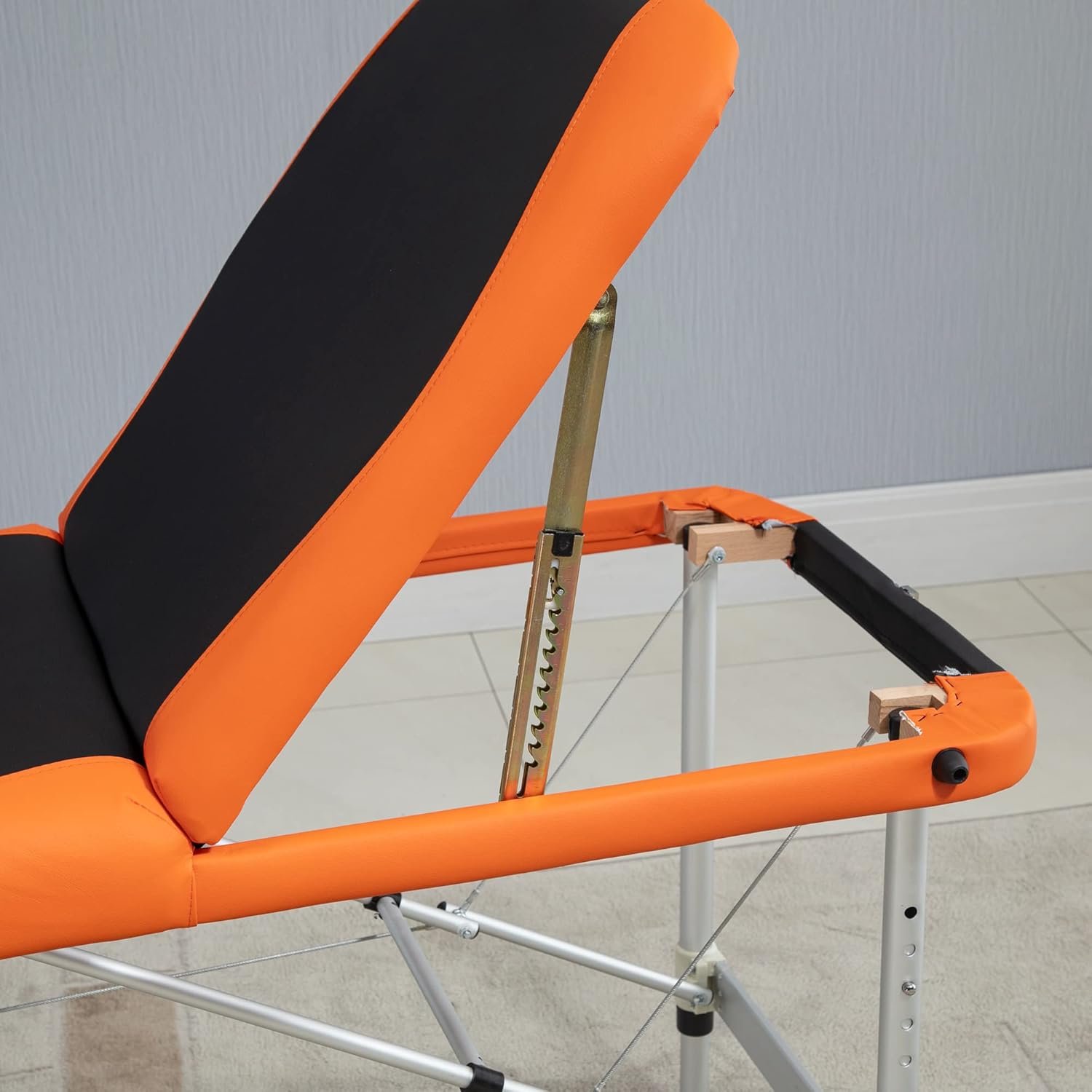 Close-up of adjustable backrest mechanism
