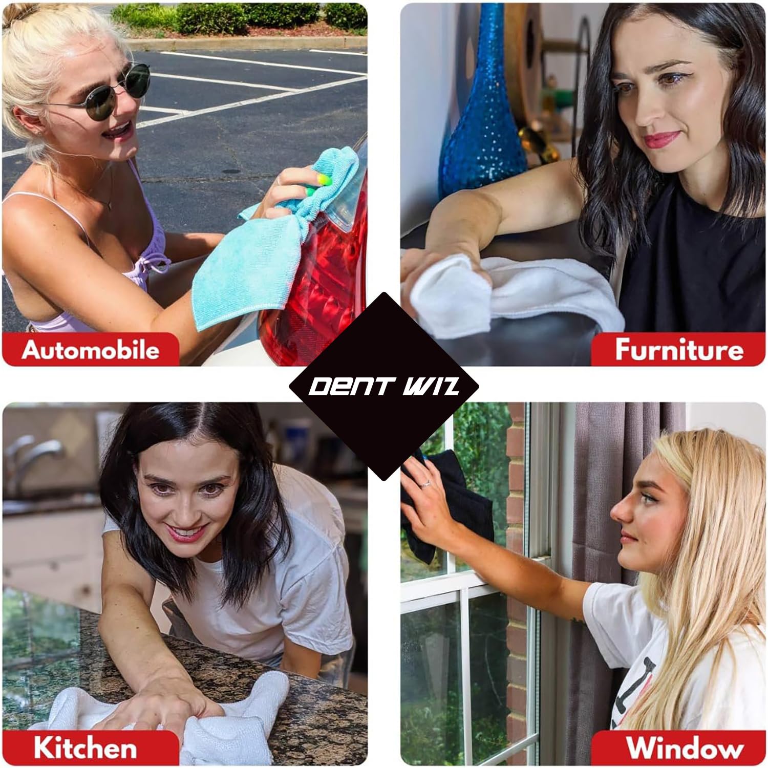 10-Pack Black Microfiber Towels for Car Cleaning Highly Absorbent Scratch-Free Polishing and Waxing Cloth for Auto Surface Interior — view 3