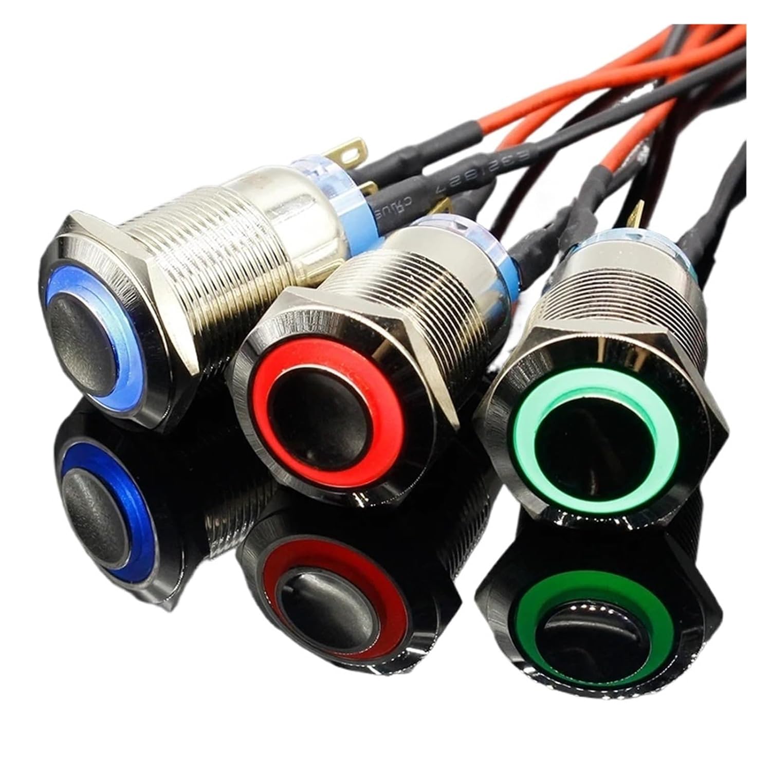 19mm Waterproof Momentary Latching Stainless Steel Metal Doorbell Bell Horn Push Button Switch LED Car Auto Engine PC(Red,MOMENTARY_12V)