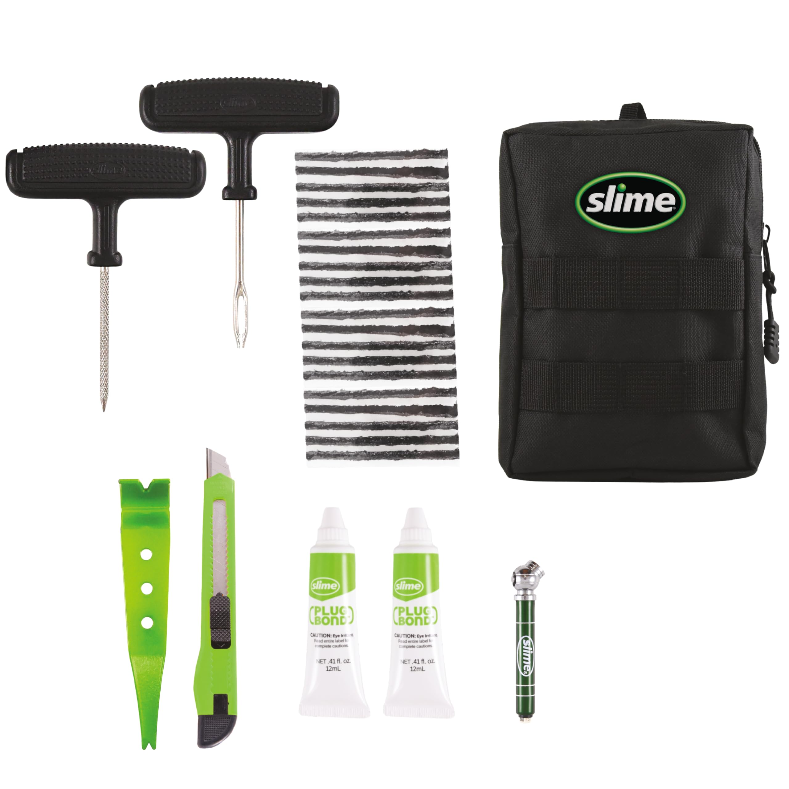 Slime Kit de tapones de neumáticos resistentes 20504 reparación rápida y fácil para pinchazos de neumáticos planos, ideal para ATV, carretillas, cortacésped y otros neumáticos todoterreno sin cámara