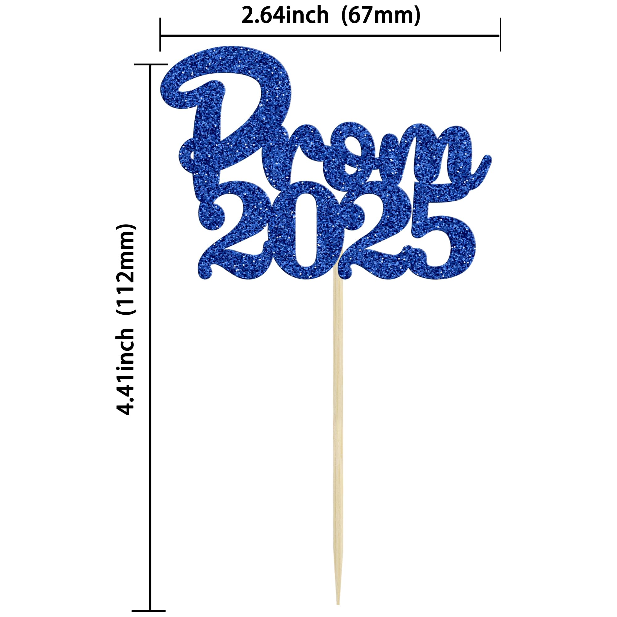 Gyufise 24Pcs Prom 2026 Cupcake Toppers Prom 2026 Decorations 2026 Graduation Cupcake Toppers Class of 2026 Cupcake Picks for 2026 Graduation Prom Party Decorations Deep Blue - Image 2