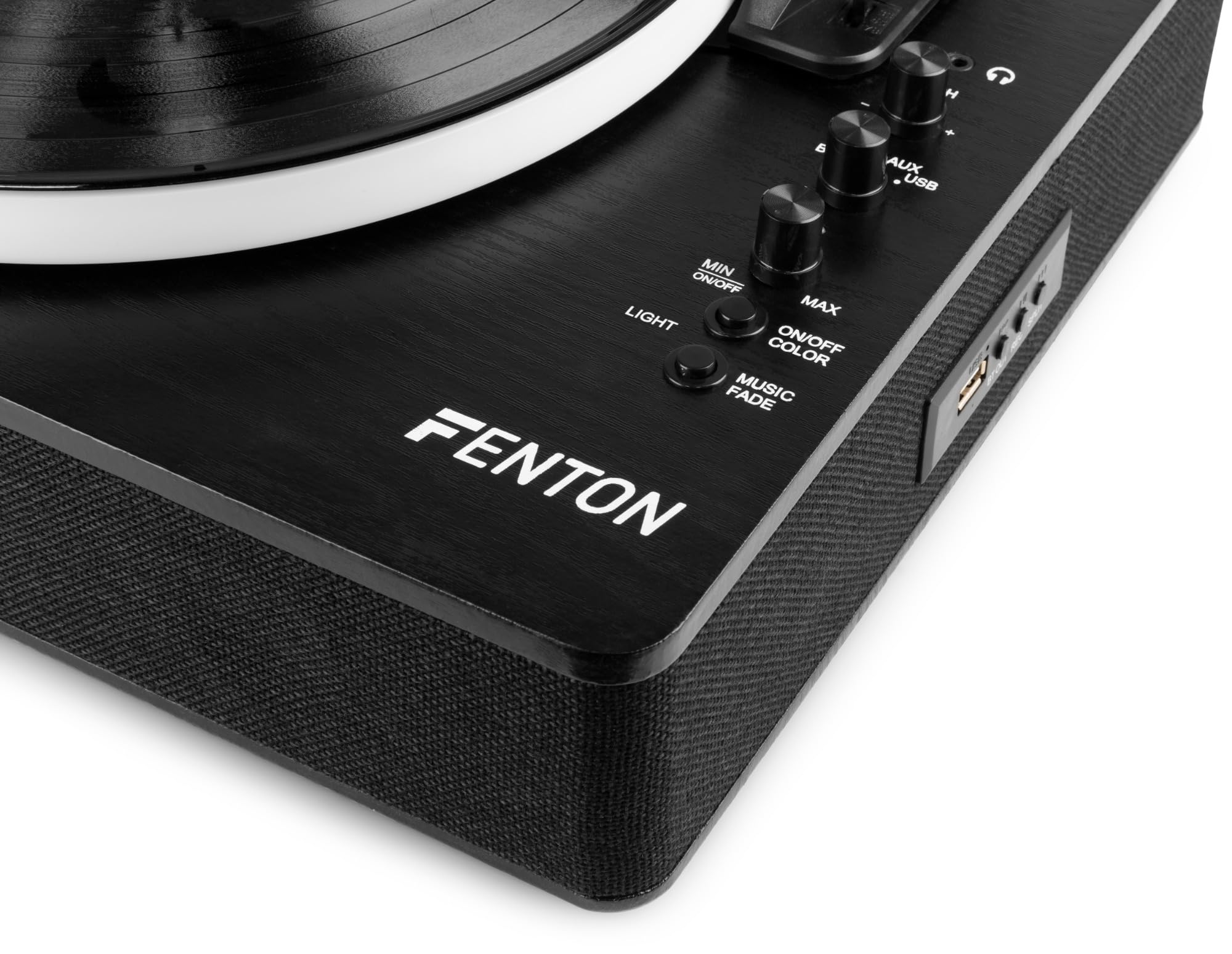 Fenton RP162LED - Platino Bluetooth con LED e altoparlanti, 33/45/78 giri, trasmettitore Bluetooth