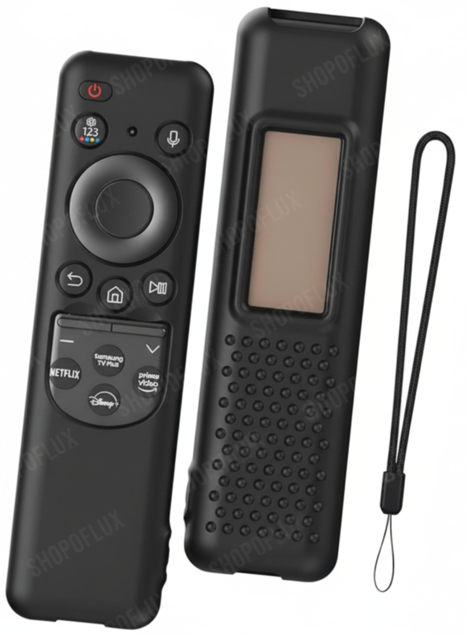 SHOPOFLUX Silicone TV Remote Cover Compatible with Samsung Smart TV Protective Open Key Case with Lanyard (Black)-image-23