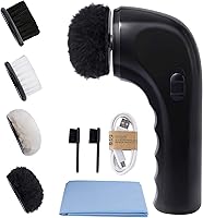 Sansent Electric Shoe Polisher Kit - Portable Rechargeable Shoe Shine Brush with 4 Replaceable Heads for Leather Shoes & Bags