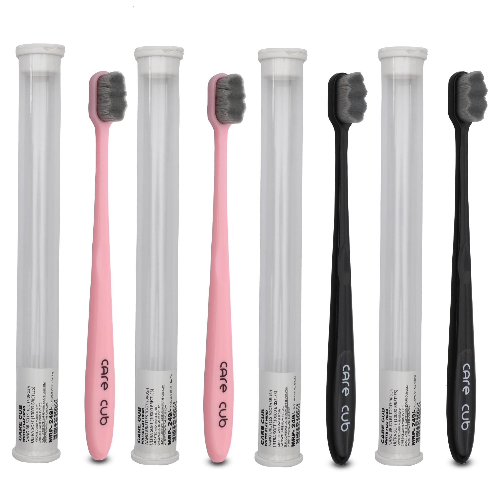 CARE CUB 2 Black & 2 Pink Zigzag Ultra Soft-Bristles Micro Nano 10,000 Nano Bristle Good Cleaning Effect For Sensitive Teeth Oral Gum Recession,Manual Toothbrush For Adults Pack Of 4-image-27