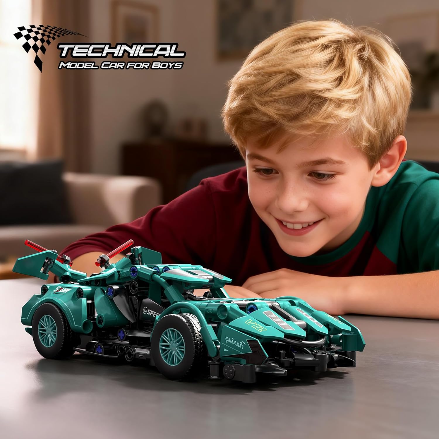 Technical Car Building Toys for Boys, 1:18 Sports Surpercar Building Block Set Racing Model Car Building Toy Kit Construction Toy Decor Idea Birthdays Gift for Boys Girls Teens Adults
