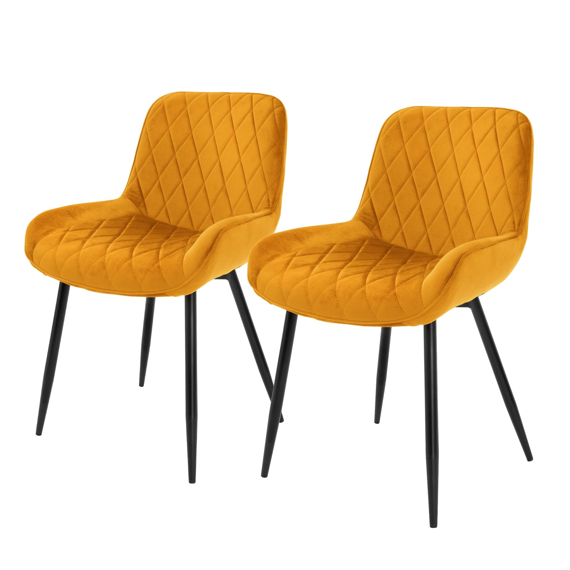 ML-Design 2X Sillas de Comedor Ocre Estilo Retro Asiento Tapizado Aspecto de Piel Sintética Patas de Metal Negras con Respaldo y Apoyabrazos Sillón Moderno para Salón Oficina Dormitorio Cocina