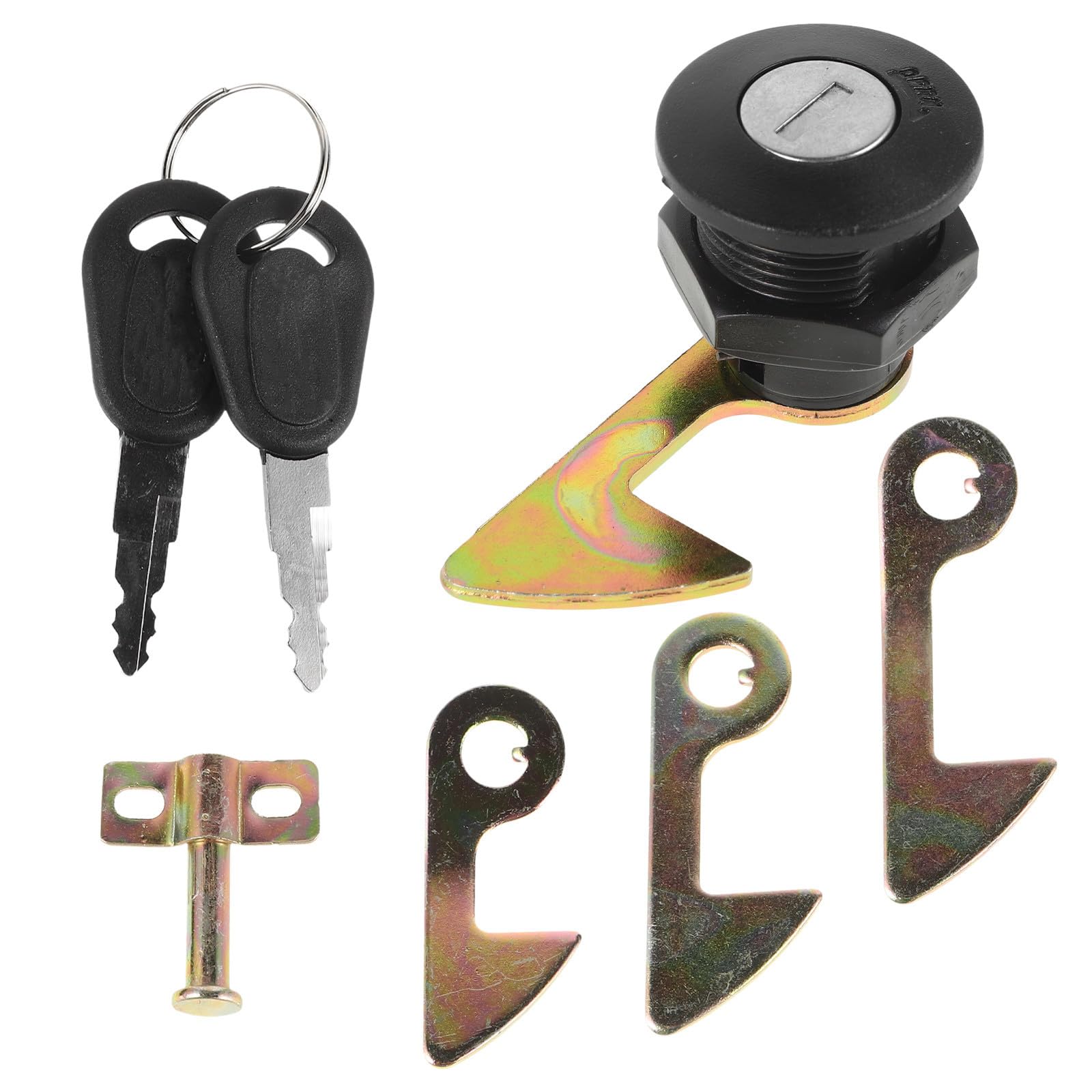 Cerradura para Baúl de Moto y Scooter Eléctrico Kit de 1 Cerradura y 4 Ganchos Metálicos, Apto para Maleteros Traseros, Compatible Varios Vehículos Eléctricos y Uso Urbano