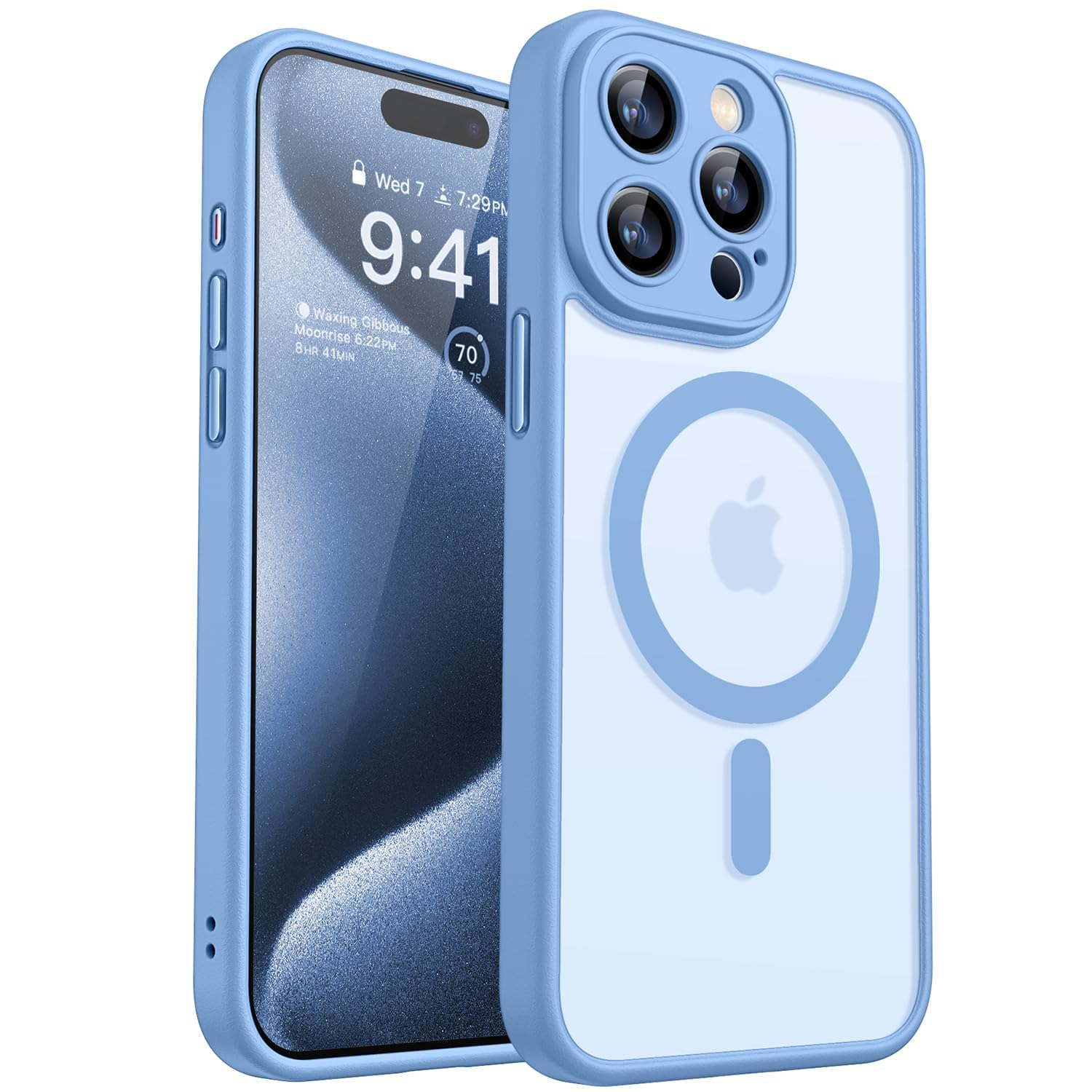 CANSHN Magnetic Shockproof for iPhone 15 Pro Max Case, Light Blue