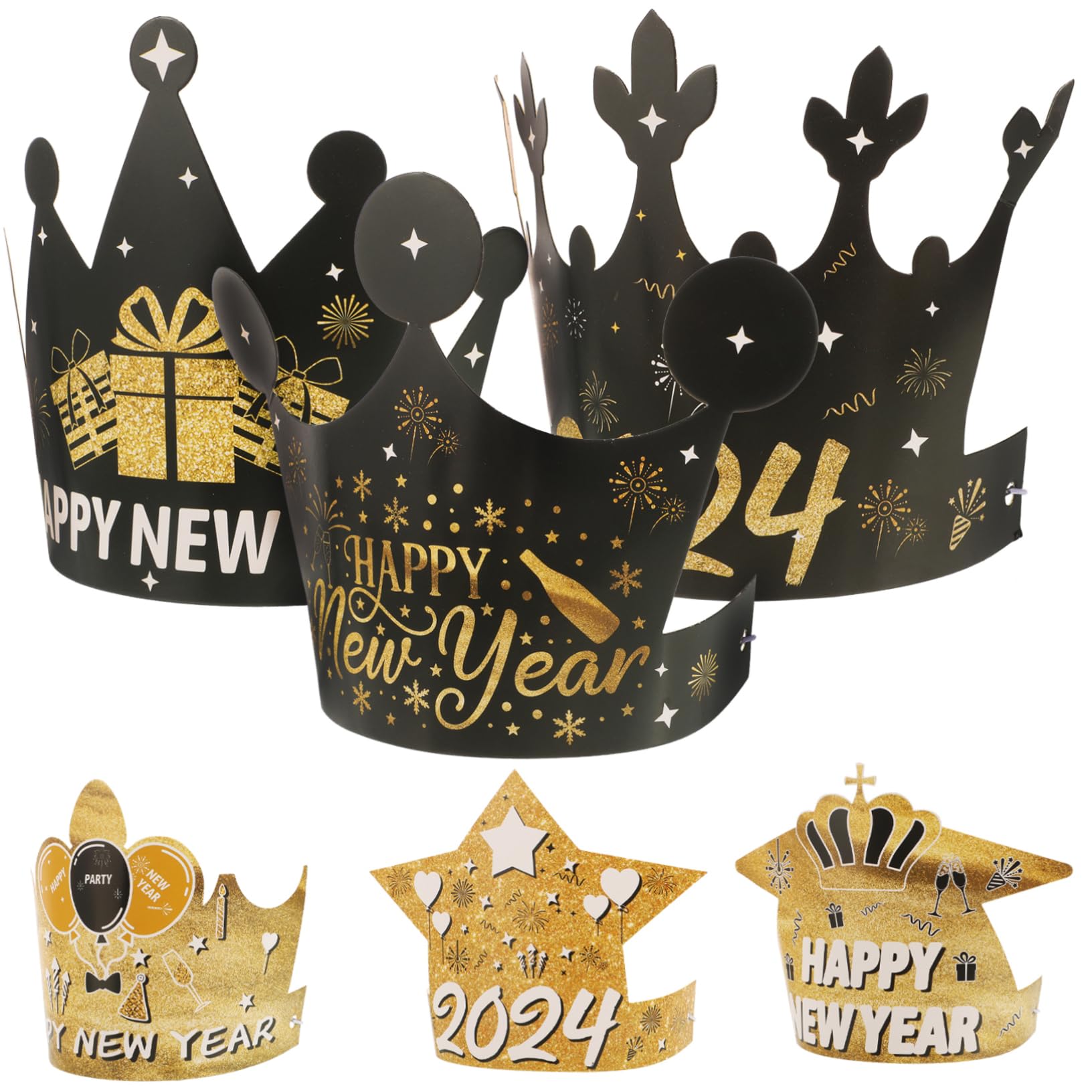 New Year's Eve headbands, crowns and party hats set