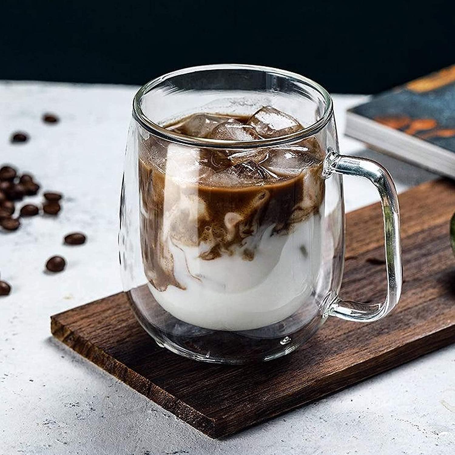 P Plus Fire 250ml Glass Coffee Cups, Glass Coffee Cups, Hot and Cold Drink Cups, Tea Cups, Cappuccino Espresso Cup, Glass Cups for Tea, Insulation Cup, Drinking Glasses, Espresso Cup (Set of 1, 250ml) 2