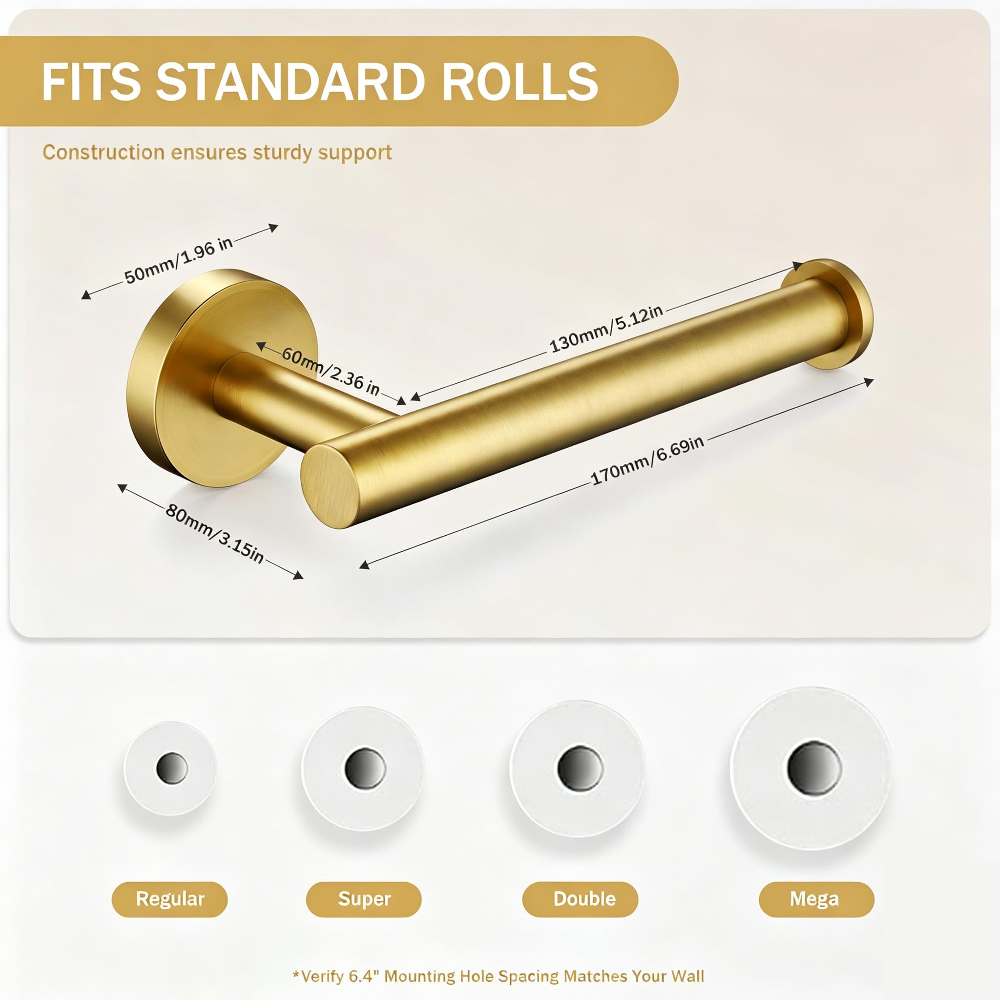 Gold Toilet Paper Holder with Stylish Brushed Gold Finish — Amazon image 5