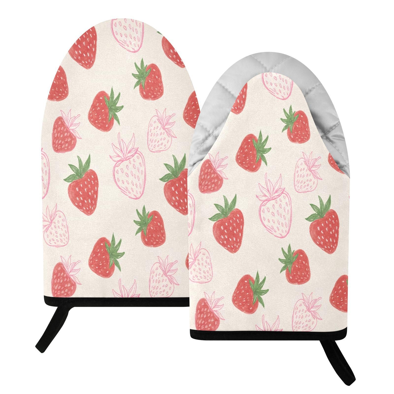 BURSTDDY Strawberries Oven Mitt,Heat Resistant Kitchen Mitts for Cooking
