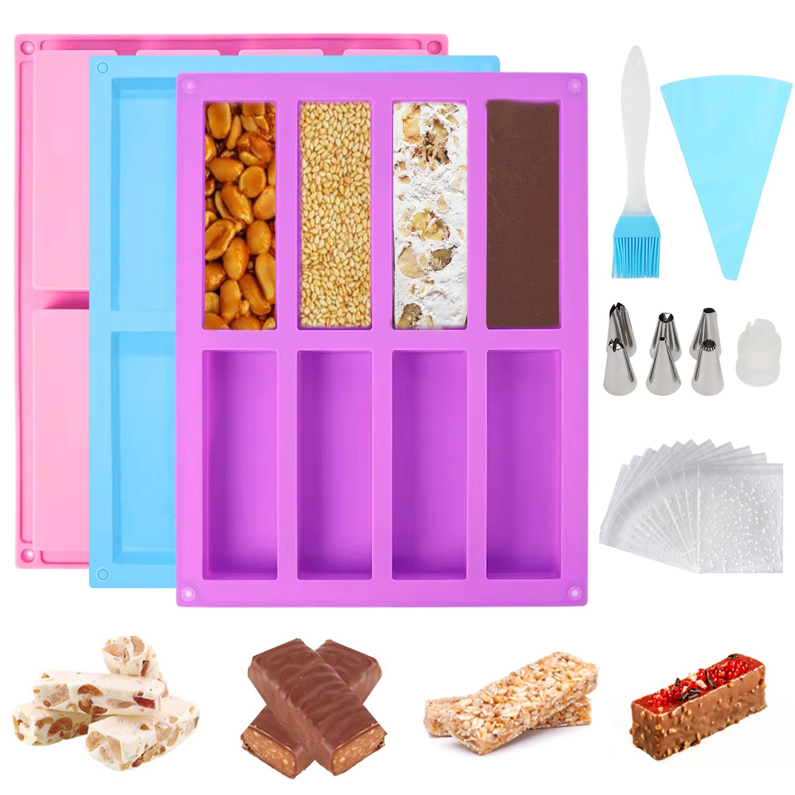 Set 2 Stampi In Silicone Per Barrette Energetiche – 8 Cavità Antiaderenti Per Cioccolato, Muesli E Brownies