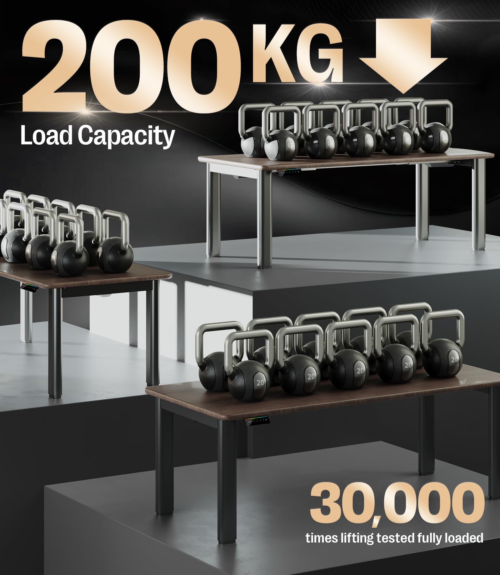 MAIDeSITe T4 Pro Plus Höhenverstellbarer Schreibtisch Gestell mit 240kg Hubkapazität, 2 Motoren elektrisch höhenverstellbarem Schreibtisch, Ultra-stabilem Tischgestell mit 4 ovalem Beindesign