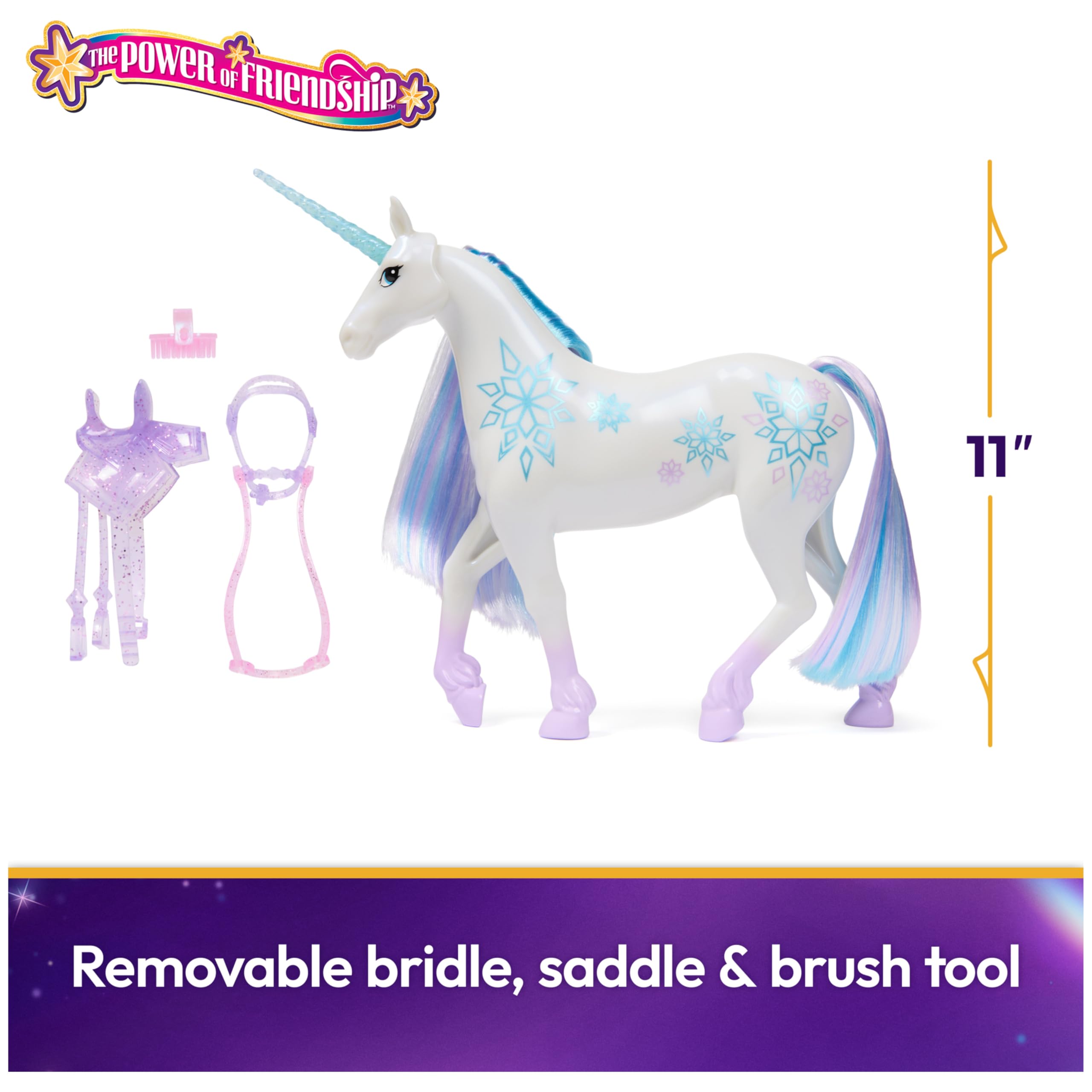 Unicorn Academy, Power of Friendship Glacier, Easter Gifts Idea, Dolls & Unicorn Toys for Girls, Includes Translucent Saddle & Bridle, 11” - 4