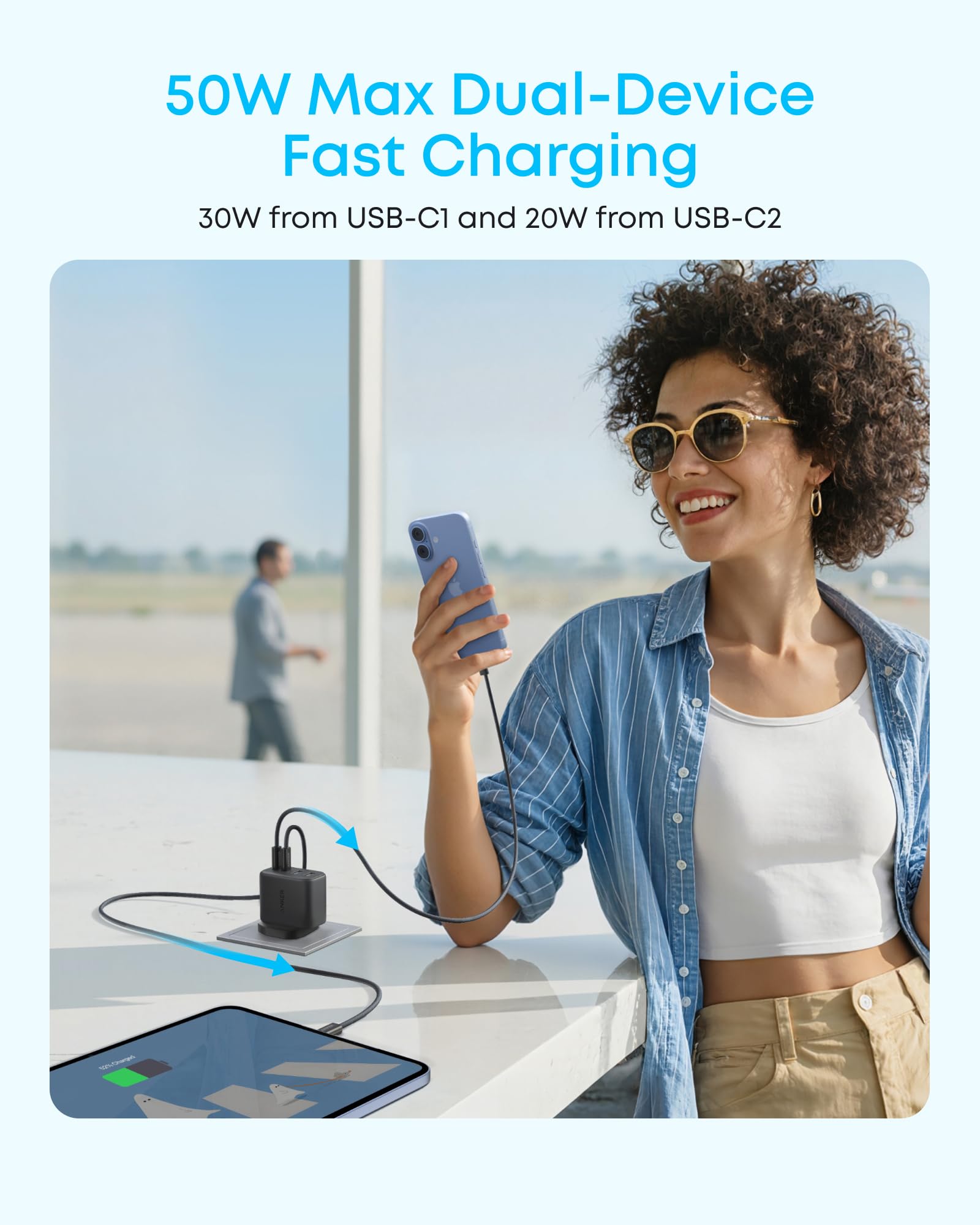 Anker Zolo 50W USB C Plug, 4-Port USB C Charger with 2 USB-C & 2 USB-A, Compact Fast Charger UK for iPhone 17/16/15/14/13 Series, iPad, Galaxy (Black, Cable Not Included) - 4